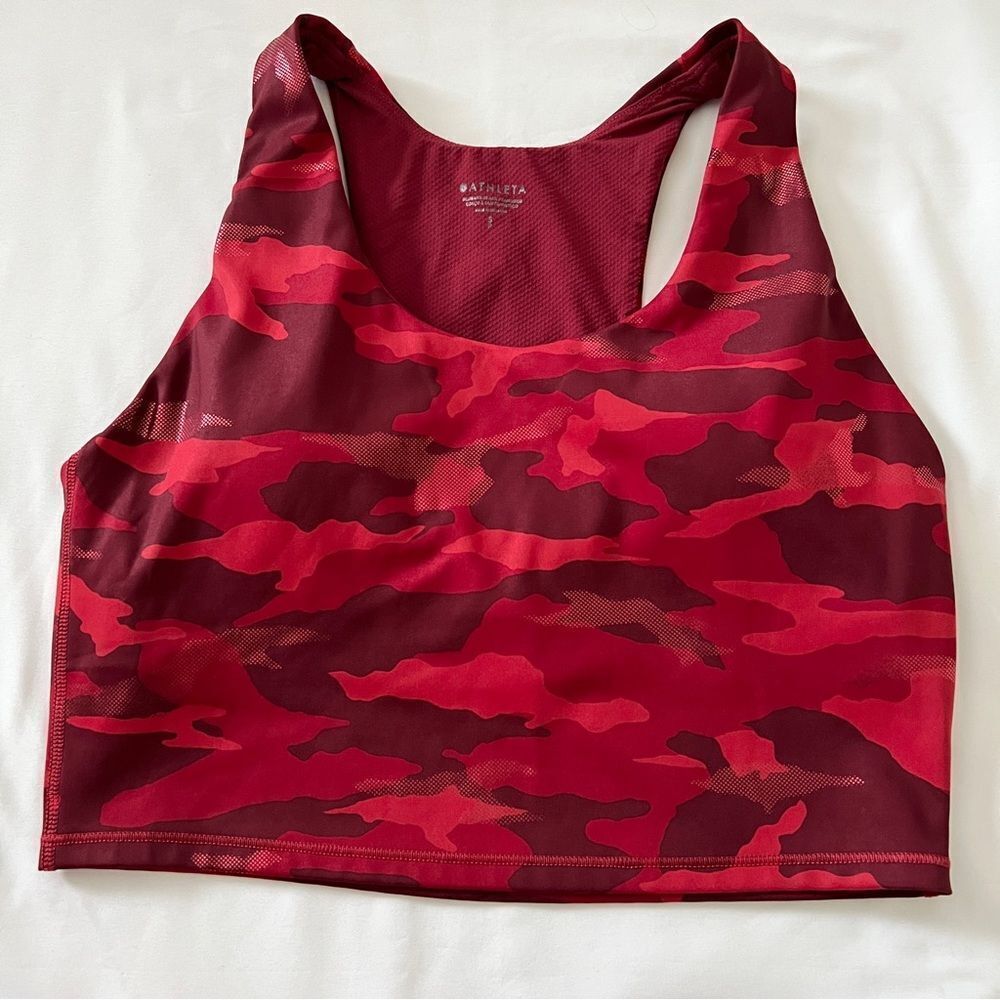 Athleta women’s crop tank bra red camo size S